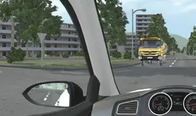 Abbiegeübung im Fahrsimulator