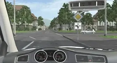Vorfahrtsübung im Fahrsimulator